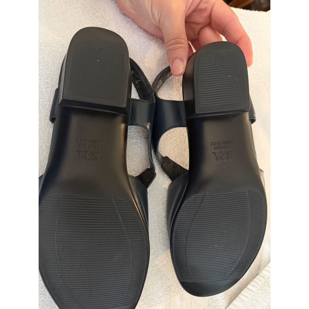 SAS Tripad Comfort Women's Slingback Sandals Black Leather Size 9W Flat Heel - Picture 8 of 8
